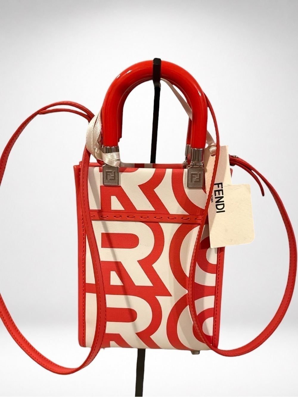 Fendi x Marc Jacobs Sunshine Mini Tote Coral Leather Crossbody Bag Y2K - Picture 4 of 16